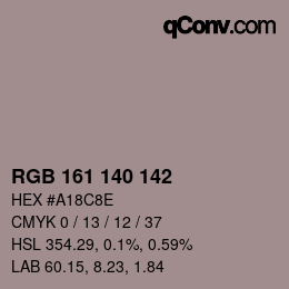 Color code: RGB 161 140 142 | qconv.com