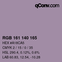 カラーコード: RGB 161 140 165 | qconv.com