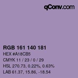 カラーコード: RGB 161 140 181 | qconv.com