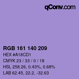 カラーコード: RGB 161 140 209 | qconv.com