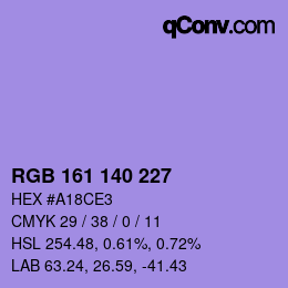 Color code: RGB 161 140 227 | qconv.com