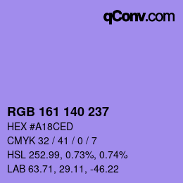 カラーコード: RGB 161 140 237 | qconv.com