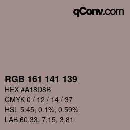 Código de color: RGB 161 141 139 | qconv.com