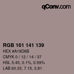 Código de color: RGB 161 141 139 | qconv.com