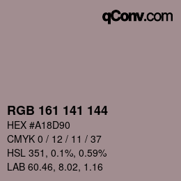 Código de color: RGB 161 141 144 | qconv.com