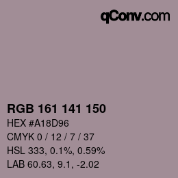 カラーコード: RGB 161 141 150 | qconv.com