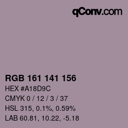 カラーコード: RGB 161 141 156 | qconv.com
