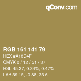 カラーコード: RGB 161 141 79 | qconv.com