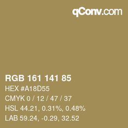 Color code: RGB 161 141 85 | qconv.com