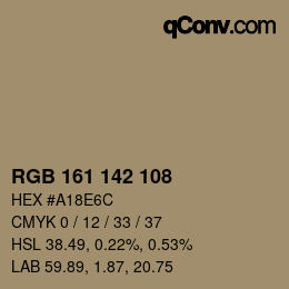 カラーコード: RGB 161 142 108 | qconv.com