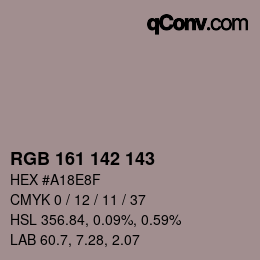 颜色代码: RGB 161 142 143 | qconv.com
