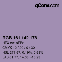 Color code: RGB 161 142 178 | qconv.com