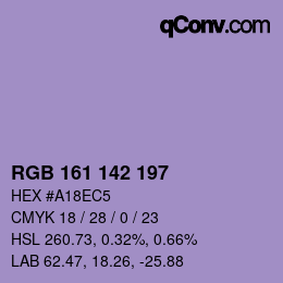 カラーコード: RGB 161 142 197 | qconv.com