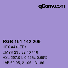 Color code: RGB 161 142 209 | qconv.com