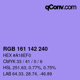 カラーコード: RGB 161 142 240 | qconv.com
