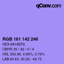 Color code: RGB 161 142 246 | qconv.com