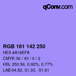 カラーコード: RGB 161 142 250 | qconv.com