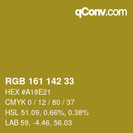 Color code: RGB 161 142 33 | qconv.com