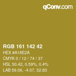 Color code: RGB 161 142 42 | qconv.com