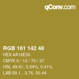 Color code: RGB 161 142 48 | qconv.com
