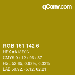 Color code: RGB 161 142 6 | qconv.com