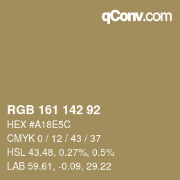 カラーコード: RGB 161 142 92 | qconv.com