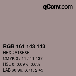 カラーコード: RGB 161 143 143 | qconv.com