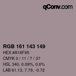 カラーコード: RGB 161 143 149 | qconv.com