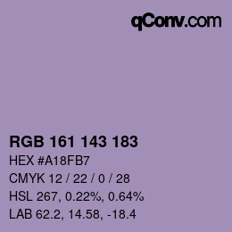 カラーコード: RGB 161 143 183 | qconv.com