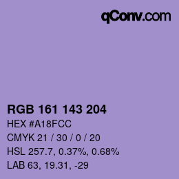 カラーコード: RGB 161 143 204 | qconv.com