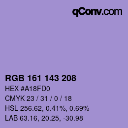 カラーコード: RGB 161 143 208 | qconv.com