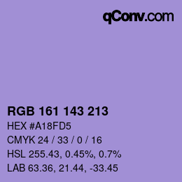 Color code: RGB 161 143 213 | qconv.com