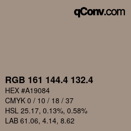 カラーコード: RGB 161 144.4 132.4 | qconv.com