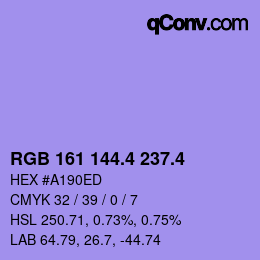 カラーコード: RGB 161 144.4 237.4 | qconv.com