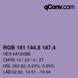カラーコード: RGB 161 144.8 187.4 | qconv.com