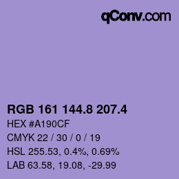 カラーコード: RGB 161 144.8 207.4 | qconv.com