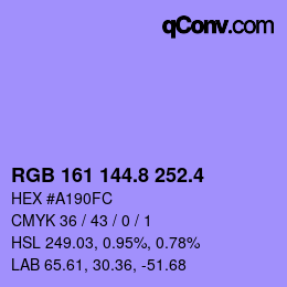カラーコード: RGB 161 144.8 252.4 | qconv.com