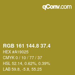カラーコード: RGB 161 144.8 37.4 | qconv.com