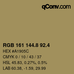 カラーコード: RGB 161 144.8 92.4 | qconv.com