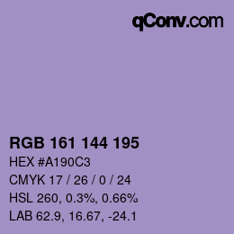 Color code: RGB 161 144 195 | qconv.com