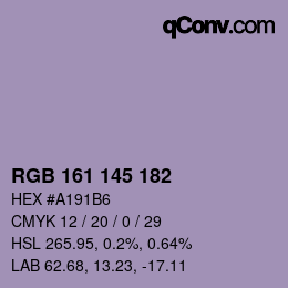 Farbcode: RGB 161 145 182 | qconv.com