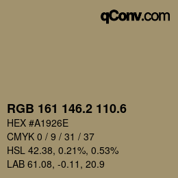 カラーコード: RGB 161 146.2 110.6 | qconv.com