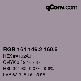 カラーコード: RGB 161 146.2 160.6 | qconv.com