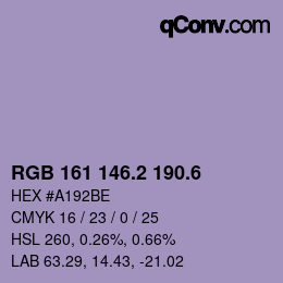 カラーコード: RGB 161 146.2 190.6 | qconv.com