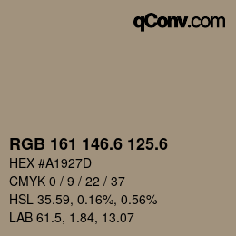 カラーコード: RGB 161 146.6 125.6 | qconv.com