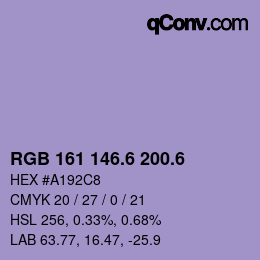 カラーコード: RGB 161 146.6 200.6 | qconv.com