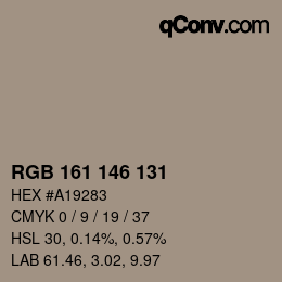 Code couleur: RGB 161 146 131 | qconv.com