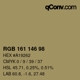 カラーコード: RGB 161 146 98 | qconv.com