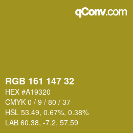 カラーコード: RGB 161 147 32 | qconv.com