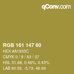 カラーコード: RGB 161 147 60 | qconv.com